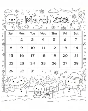 Dibujo de Marzo 2026 para niños Dibujos para Colorear