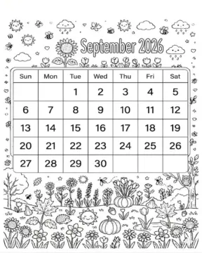 Dibujo de Septiembre 2026 para niños Dibujos para Colorear