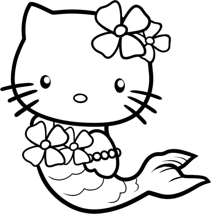 Dibujo de Gatito Sirena para Colorear