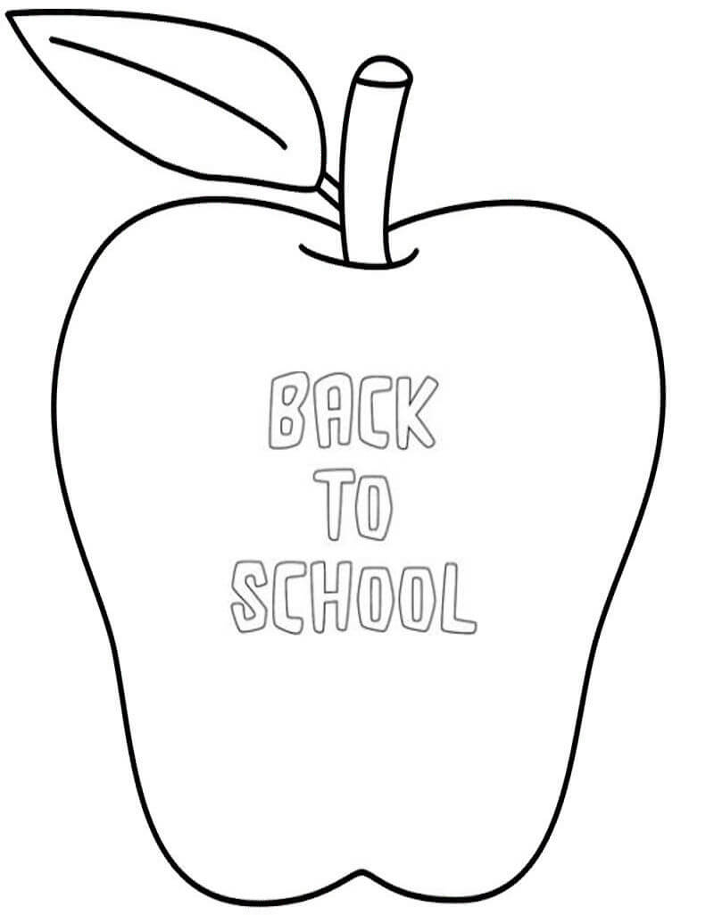 Dibujo de Manzana de Regreso a la Escuela 2 para Colorear