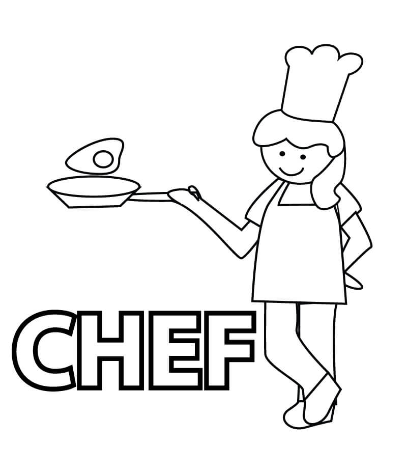 Dibujo de Niña Bonita Chef para Colorear