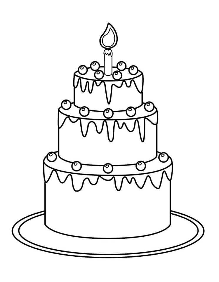 Dibujo de Pastel de cumpleaños 2 para Colorear