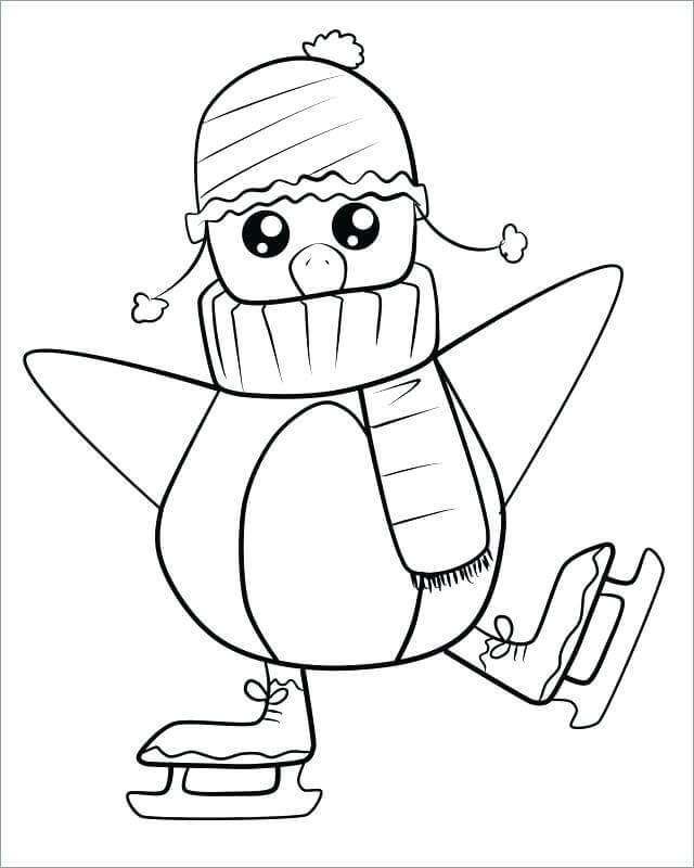 Dibujo de Patinaje Sobre Hielo pingüino para Colorear
