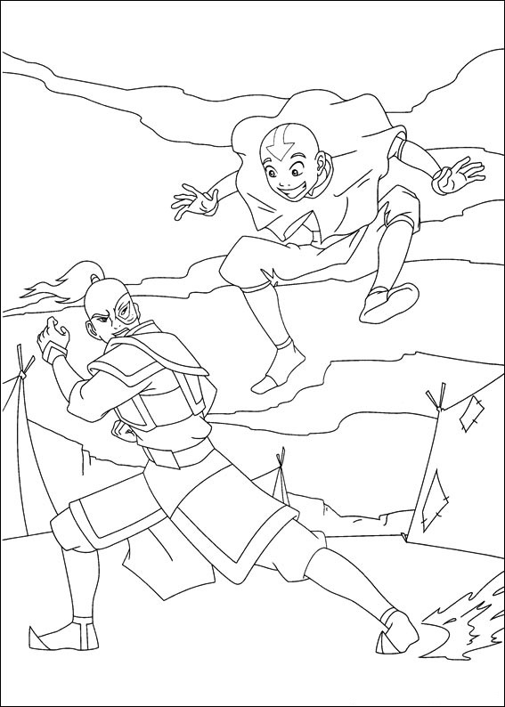 Dibujo de Aang con Zuko para Colorear