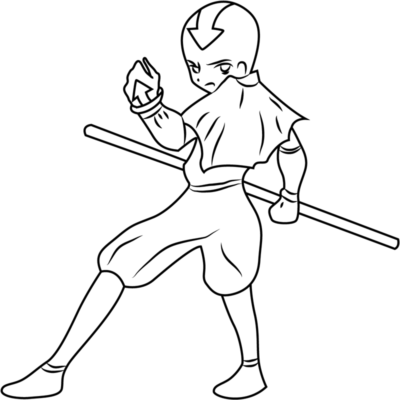 Dibujo de Aang Enojado para Colorear