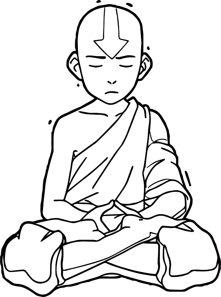 Dibujo de Aang Esta Meditando para Colorear