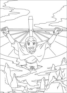 Dibujo de Aang Volando para Colorear