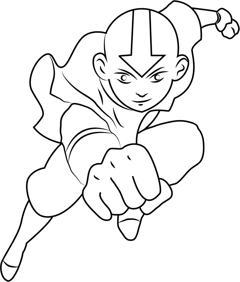 Dibujo de Genial Aang para Colorear
