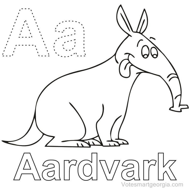 Dibujo de Aardvark Letra a para Colorear