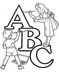 Dibujo de Abc con Dos niños para Colorear