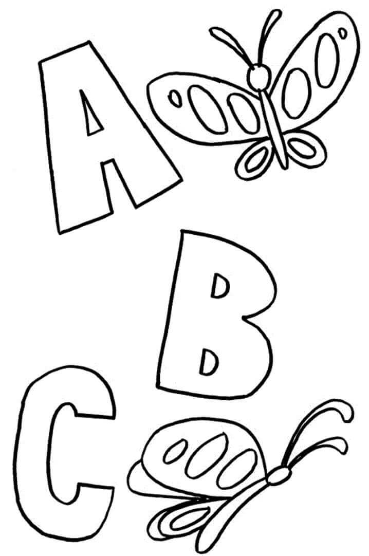 Dibujo de Mariposas con Abc para Colorear