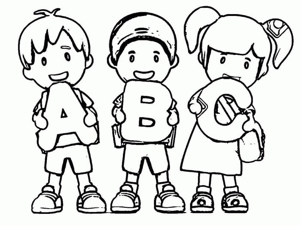 Dibujo de Niños y Abc para Colorear