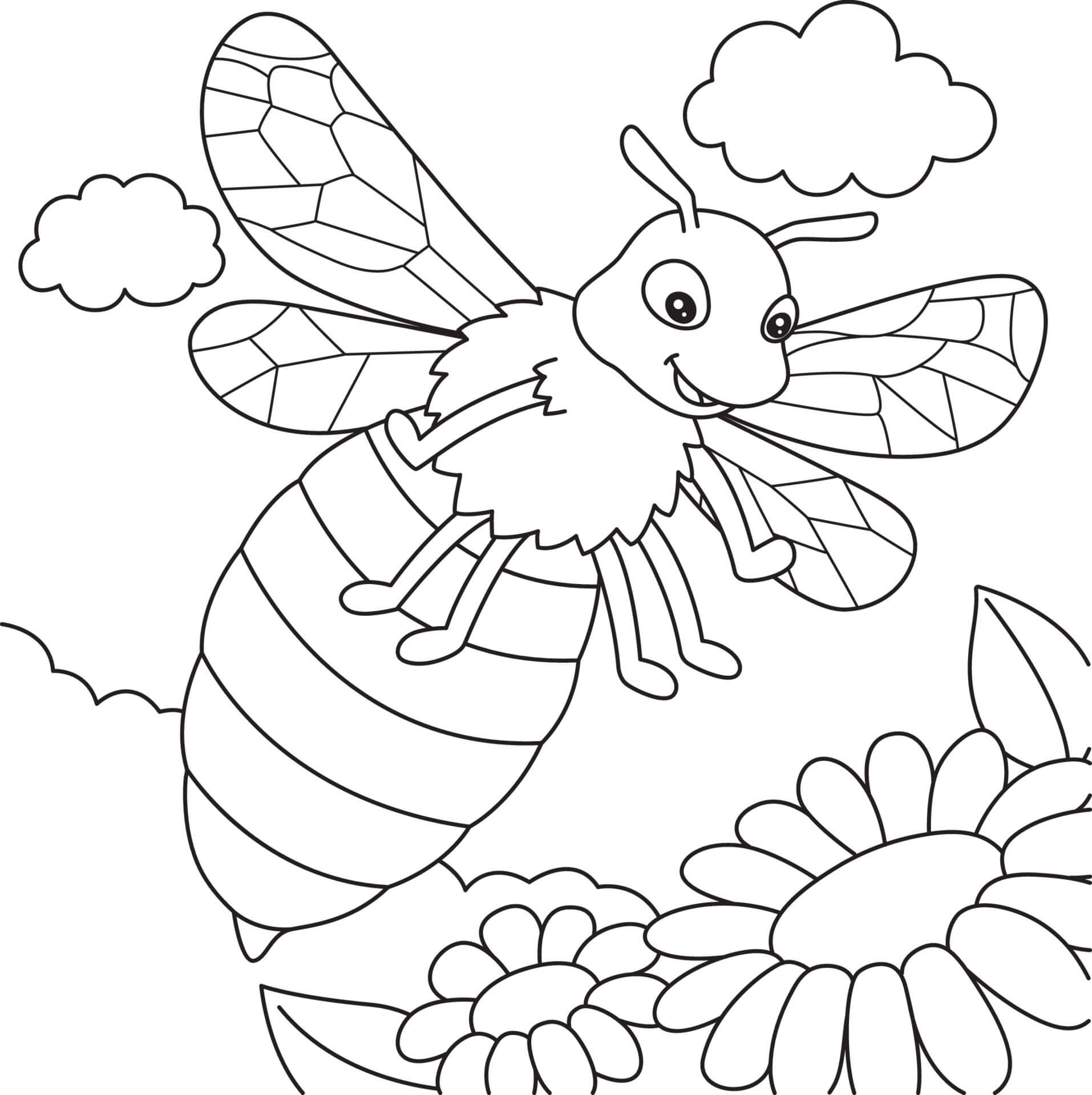Dibujo de Abeja Adorable para Colorear