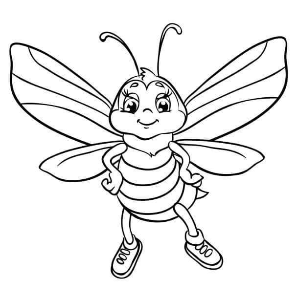 Dibujo de Abeja Encantadora para Colorear