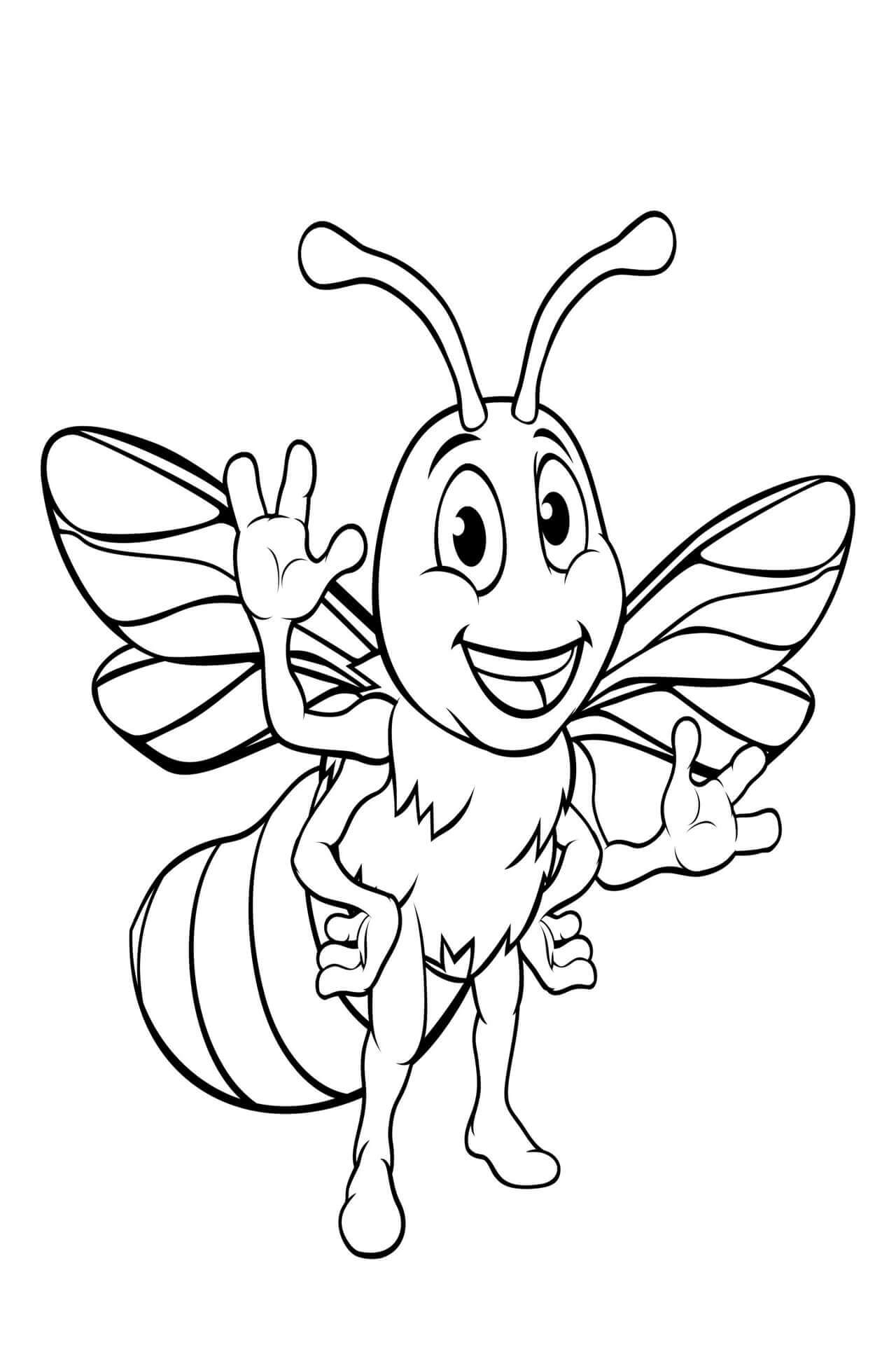 Dibujo de Abeja Riendo para Colorear