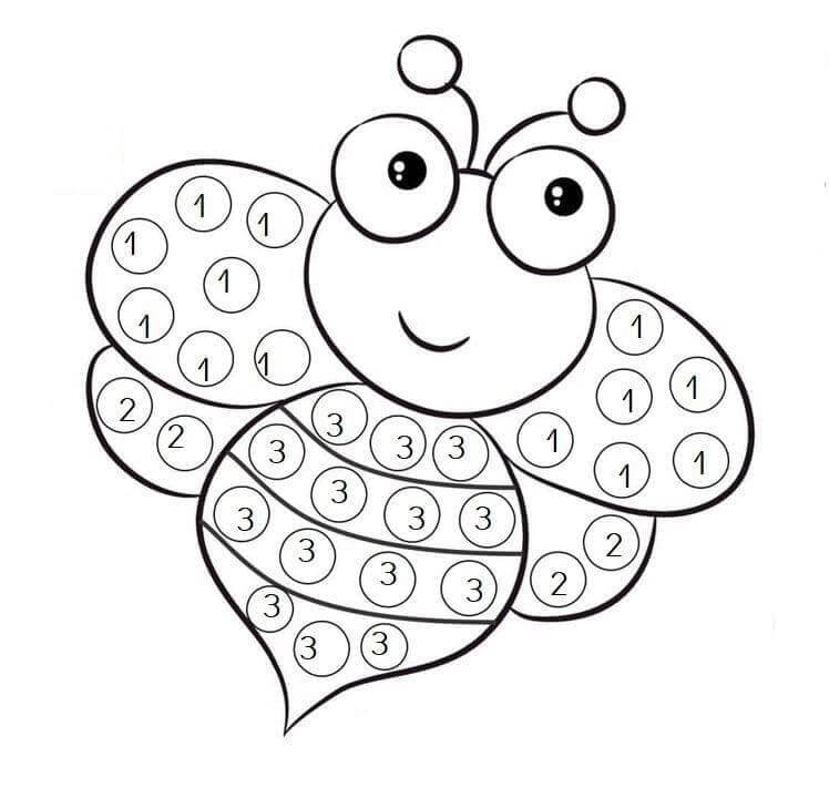 Dibujo de Color de Abeja por número para Colorear