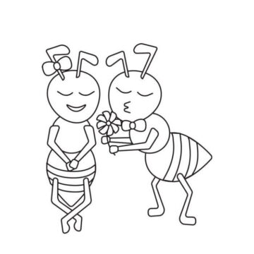 Dibujo de Pareja Abeja para Colorear