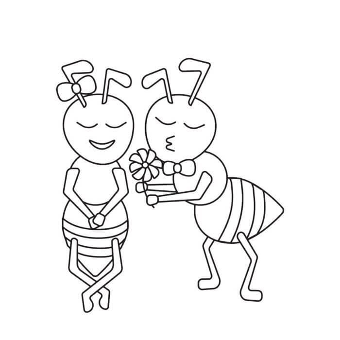 Dibujo de Pareja Abeja para Colorear