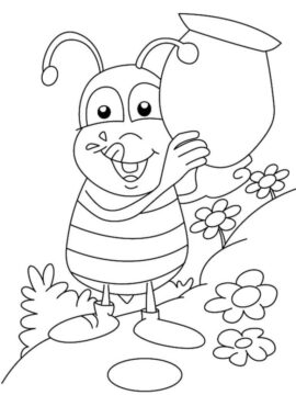 Dibujo de Tarro de Explotacion de Abejas para Colorear