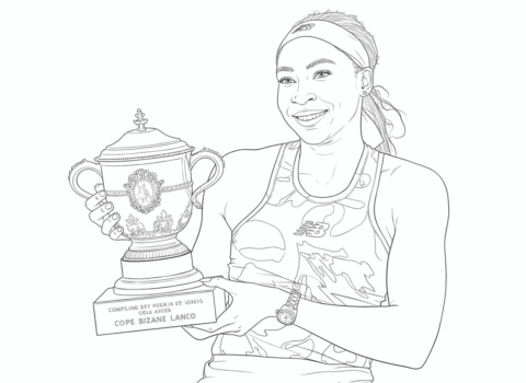 Dibujo de Imgi 14 Coco Gauff With Trophy Coloring Page para Colorear