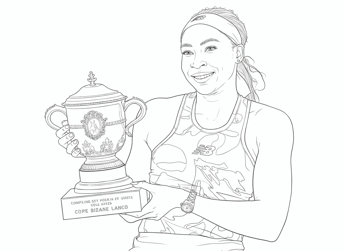 Dibujo de Imgi 14 Coco Gauff With Trophy Coloring Page para Colorear