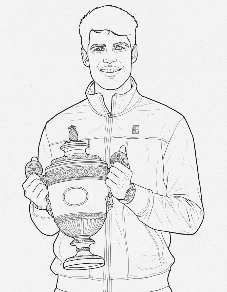 Dibujo de Imgi 3 Carlos Alcaraz With Trophy Coloring Page 1 para Colorear