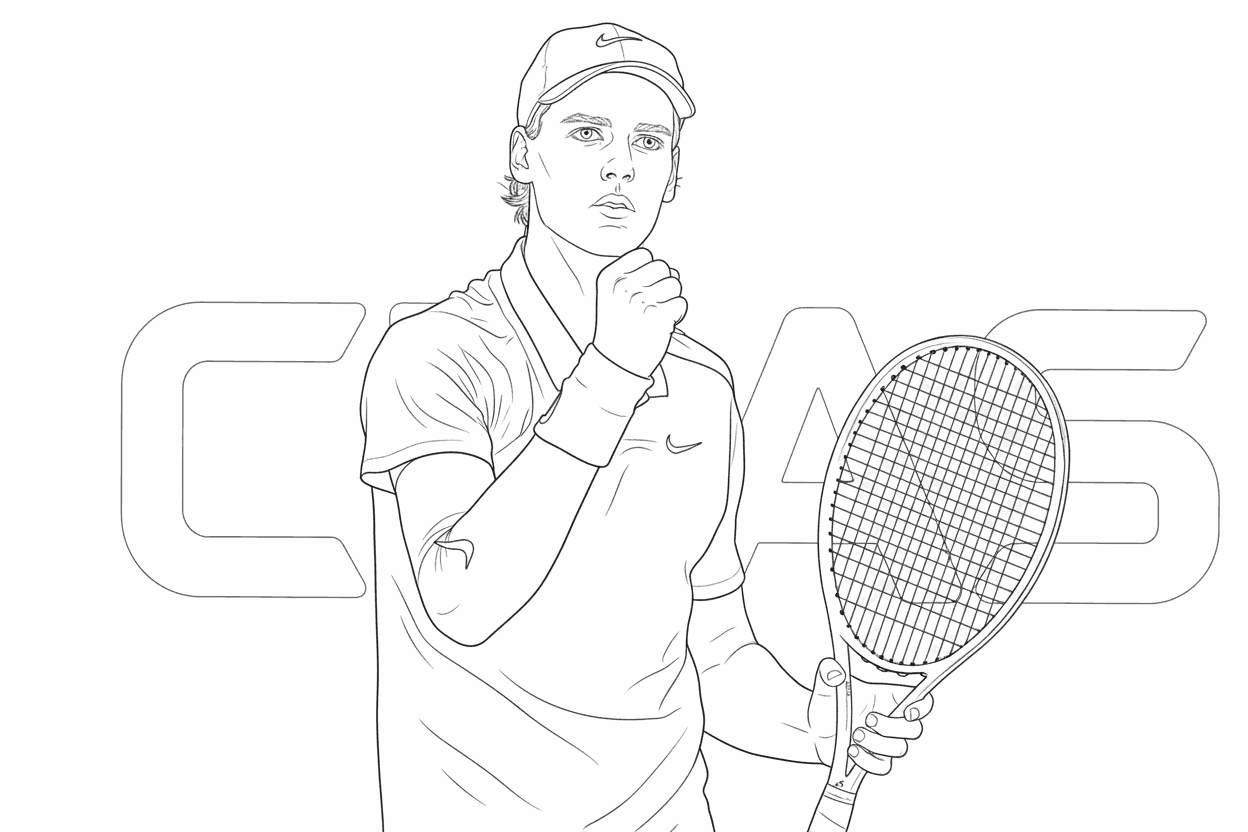 Dibujo de Imgi 7 Jannik Sinner Tennis Coloring Page para Colorear