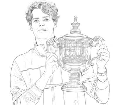 Dibujo de Imgi 8 Jannik Sinner Trophy Coloring Page para Colorear