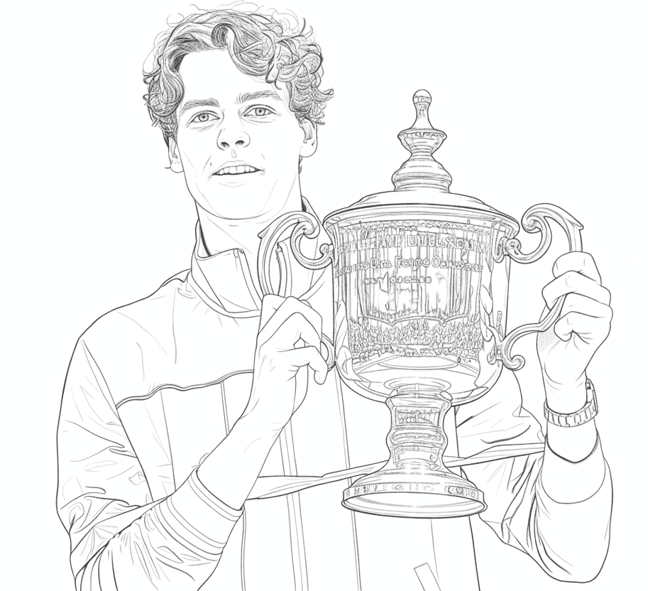 Dibujo de Imgi 8 Jannik Sinner Trophy Coloring Page para Colorear