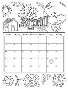 Dibujo de Calendario Abril para Colorear