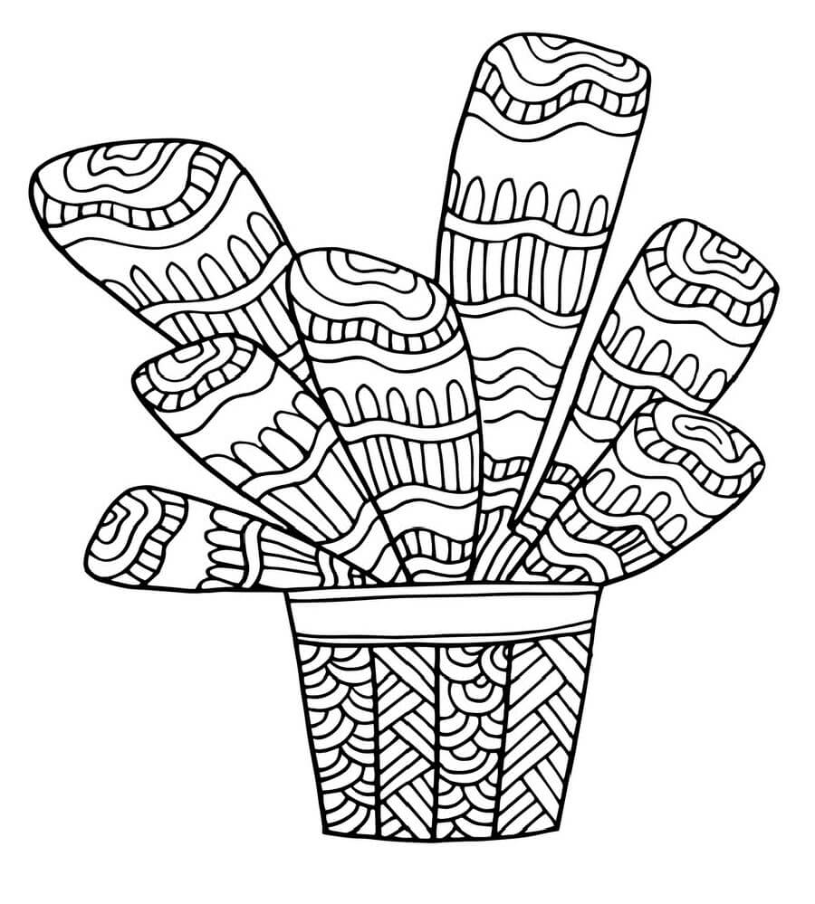 Dibujo de Cactus Abstracto Rbol para Colorear