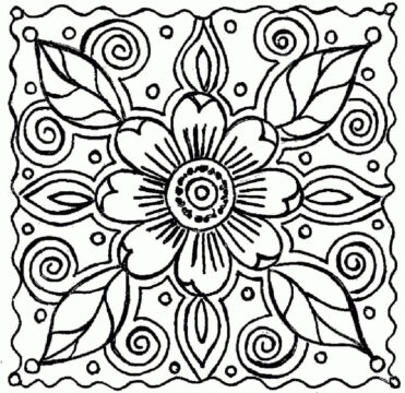 Dibujo de Resumen de Flores y Hojas para Colorear