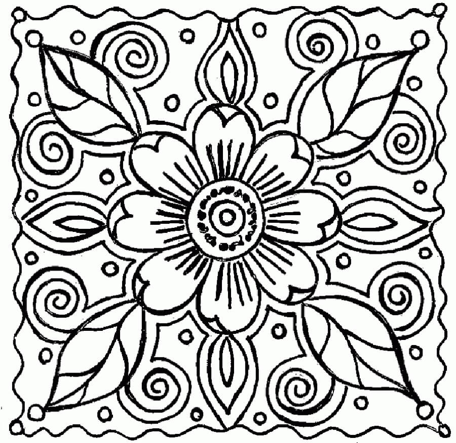 Dibujo de Resumen de Flores y Hojas para Colorear