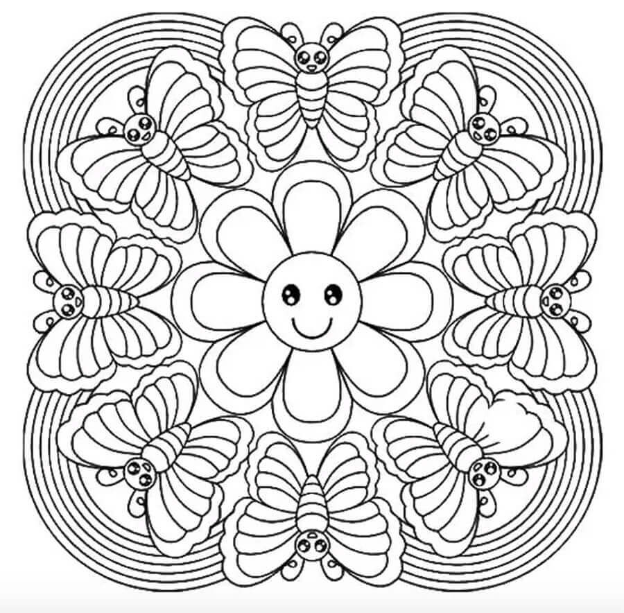 Dibujo de Resumen de Mariposa Arco Iris para Colorear