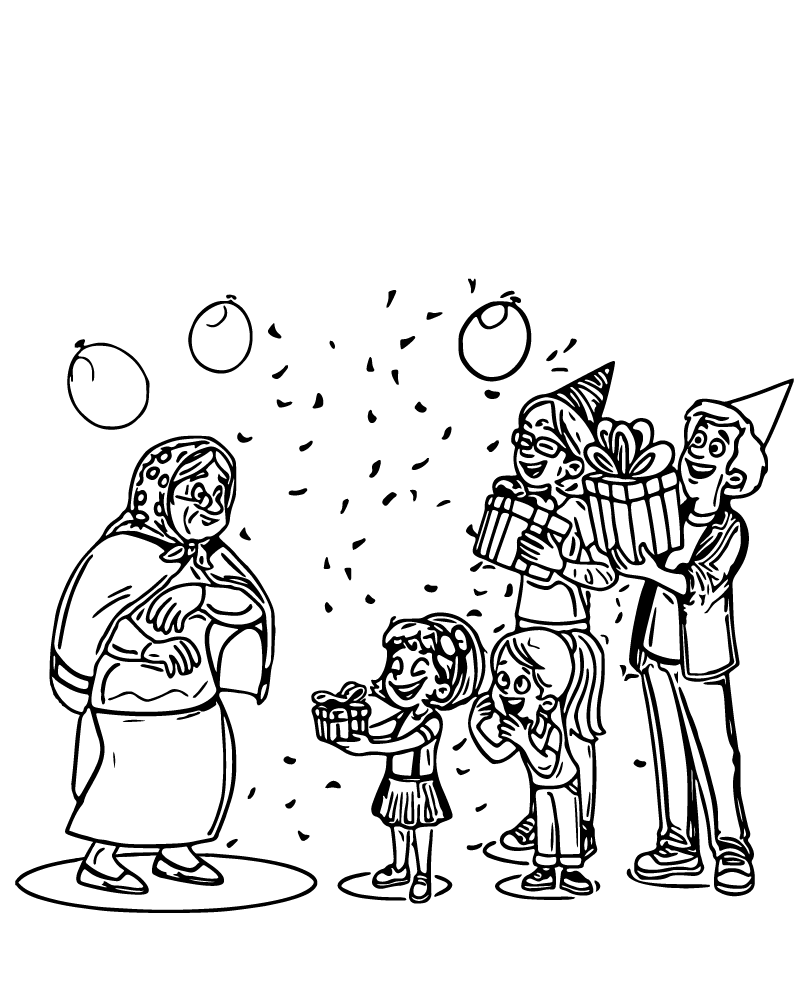 Dibujo de Cute Happy Birthday Grandma Coloring Page para Colorear