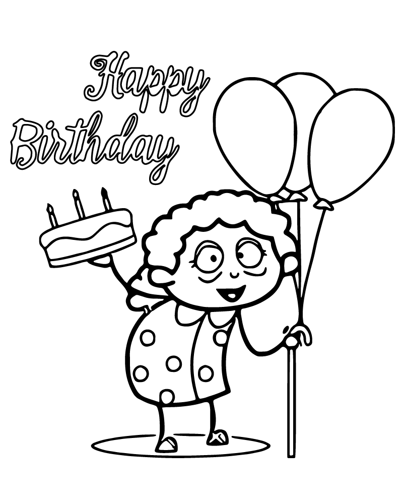 Dibujo de Free Printable Happy Birthday Grandma Coloring Page para Colorear