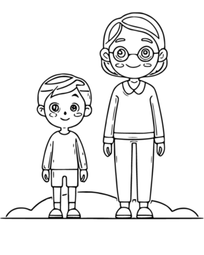 Dibujo de Grandma And Me Coloring Page para Colorear