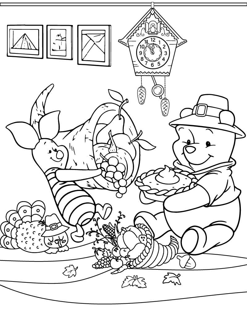 Dibujo de Cute Disney Thanksgiving Coloring Page para Colorear