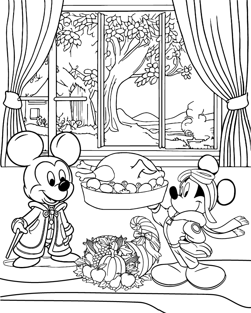 Dibujo de Disney Character Thanksgiving Coloring para Colorear