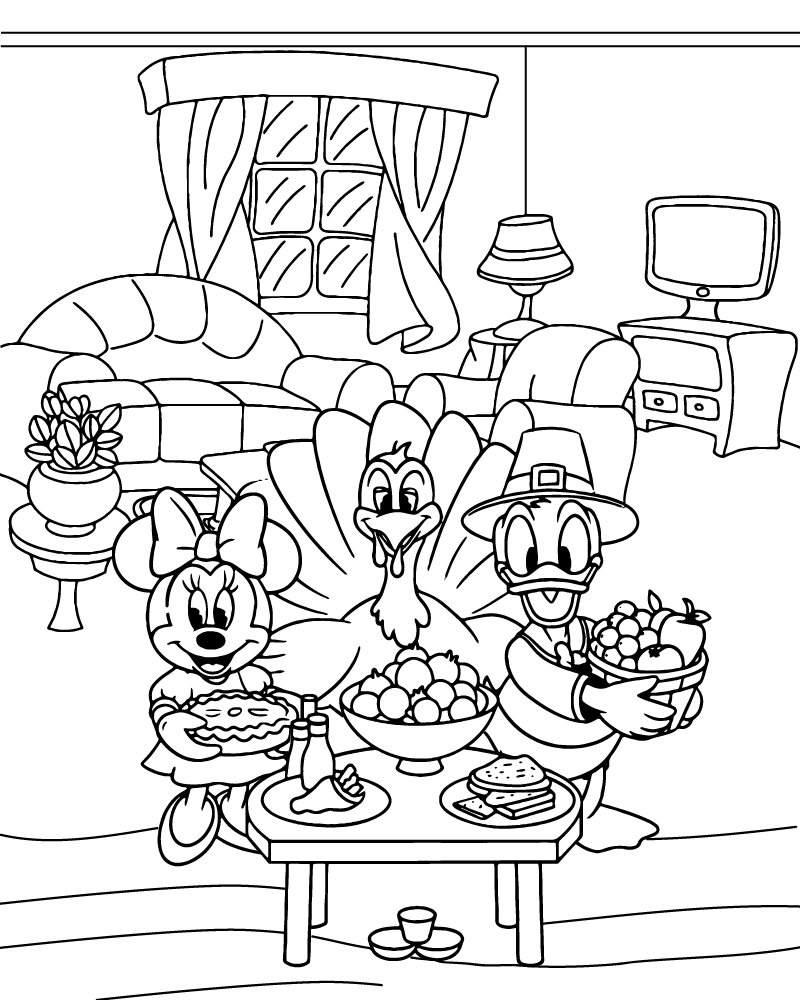 Dibujo de Disney Thanksgiving Download Coloring Page para Colorear