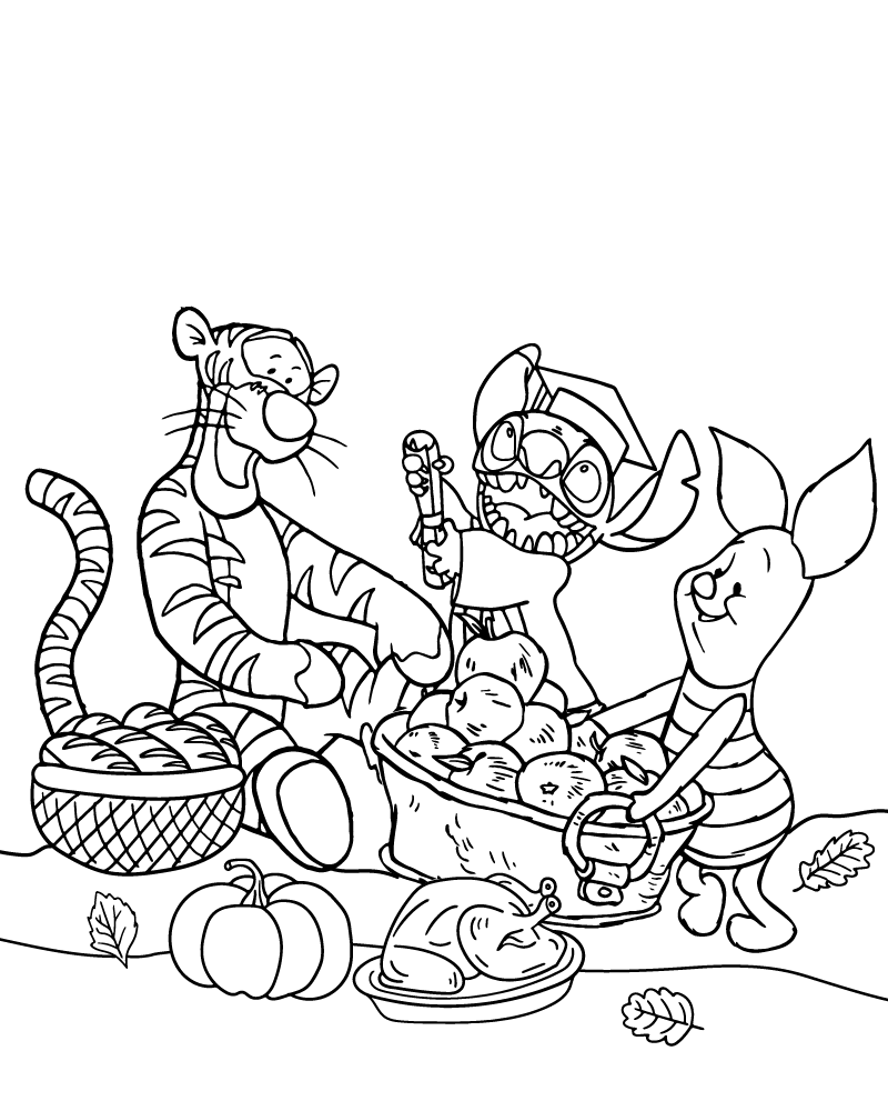 Dibujo de Disney Thanksgiving Printable Coloring para Colorear