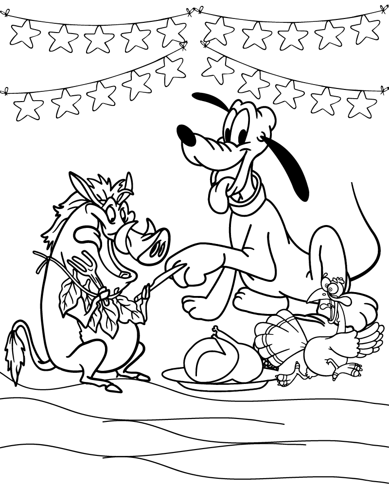 Dibujo de Disney Thanksgiving Printable para Colorear