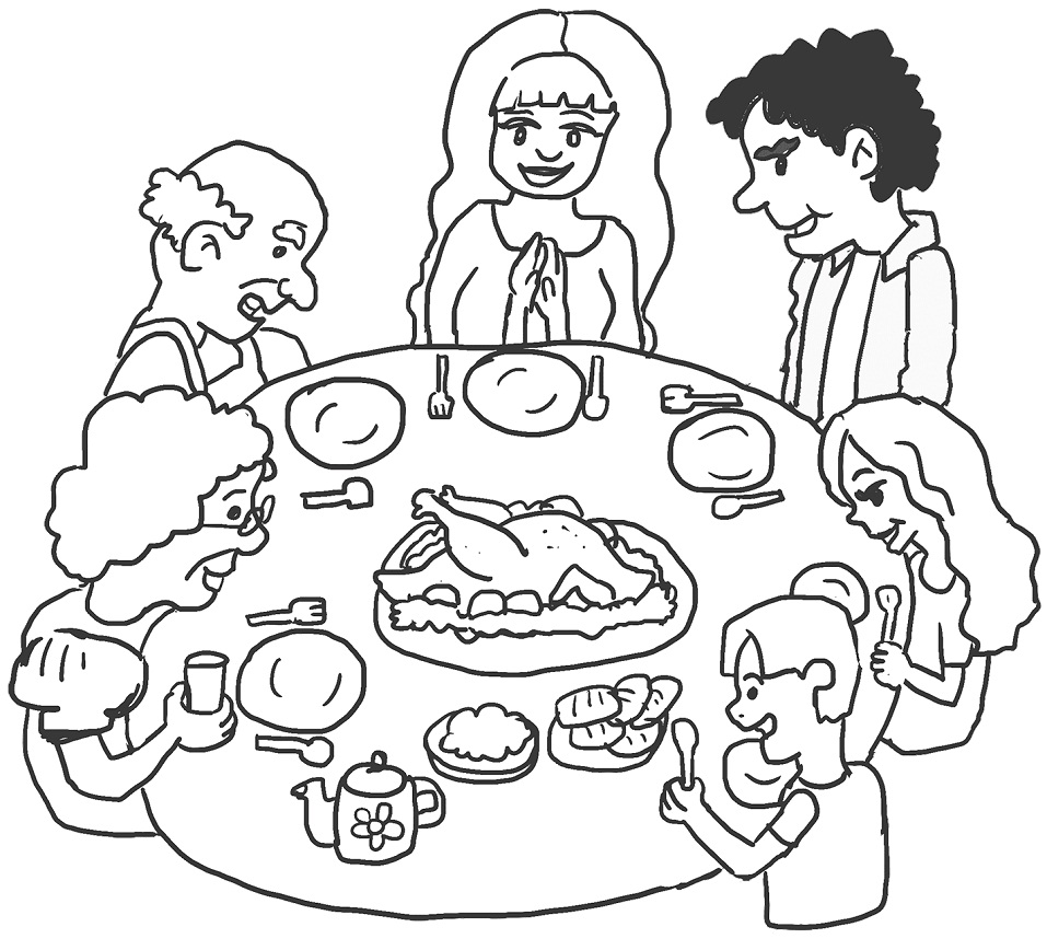 Dibujo de Cena de acción de Gracias para Colorear