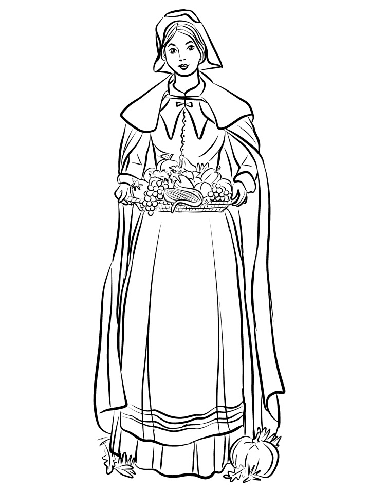 Dibujo de Mujer Peregrina para Colorear