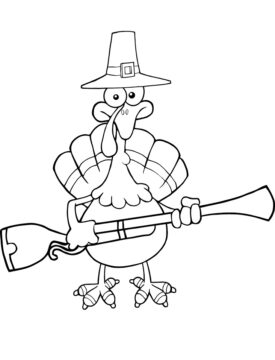 Dibujo de Turquía con una Pistola para Colorear