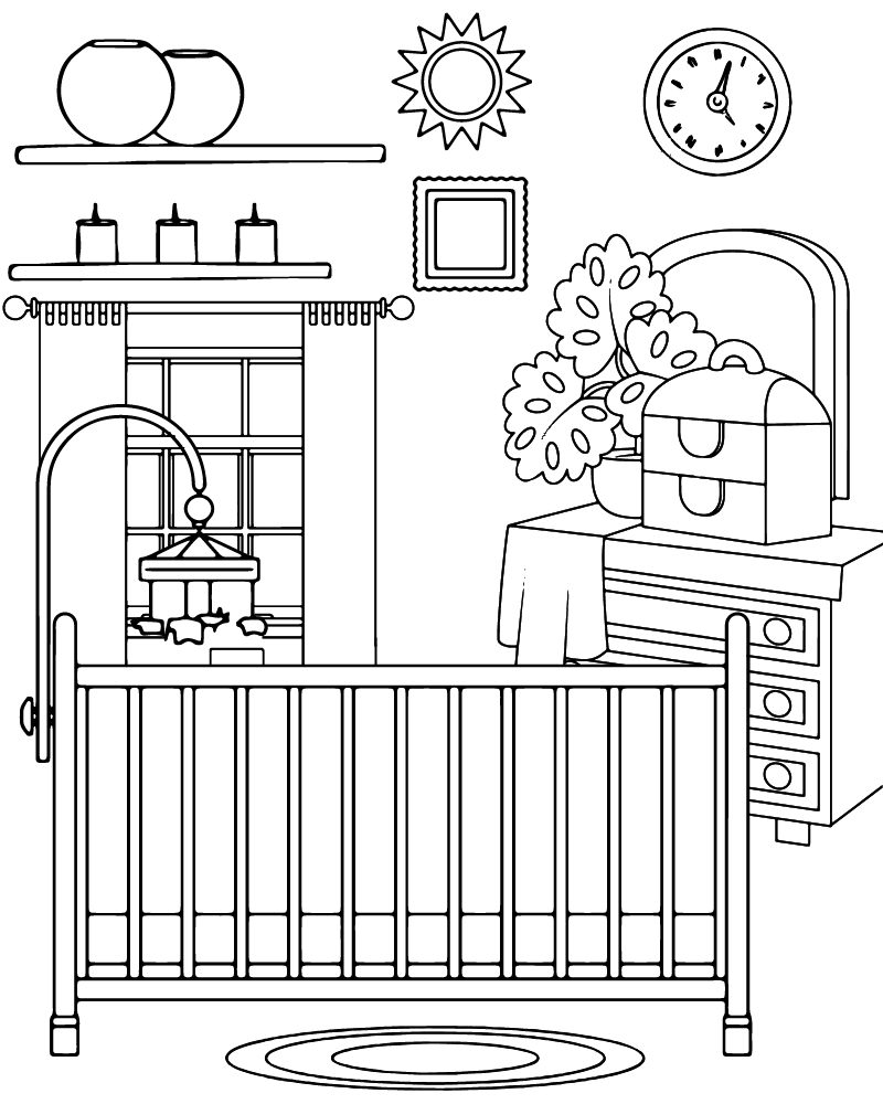 Dibujo de Babys Room With Cozy Design Coloring Pagepng para Colorear