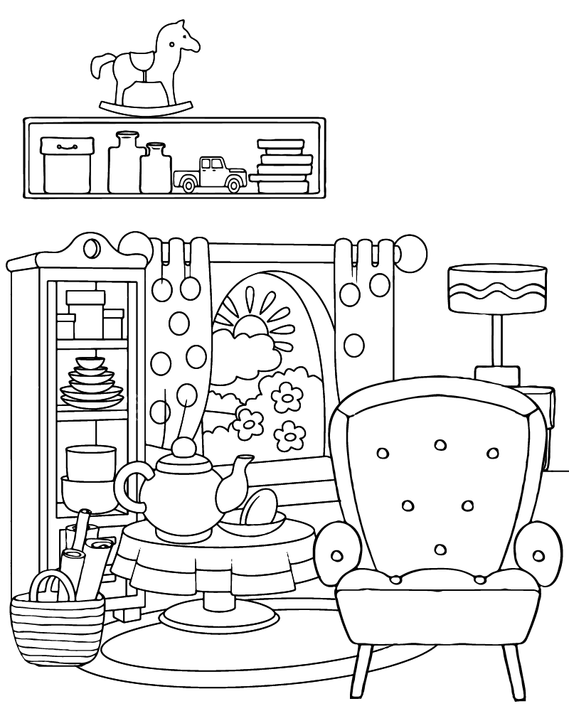 Dibujo de Cozy Chair For Relaxation Coloring Pagepng para Colorear