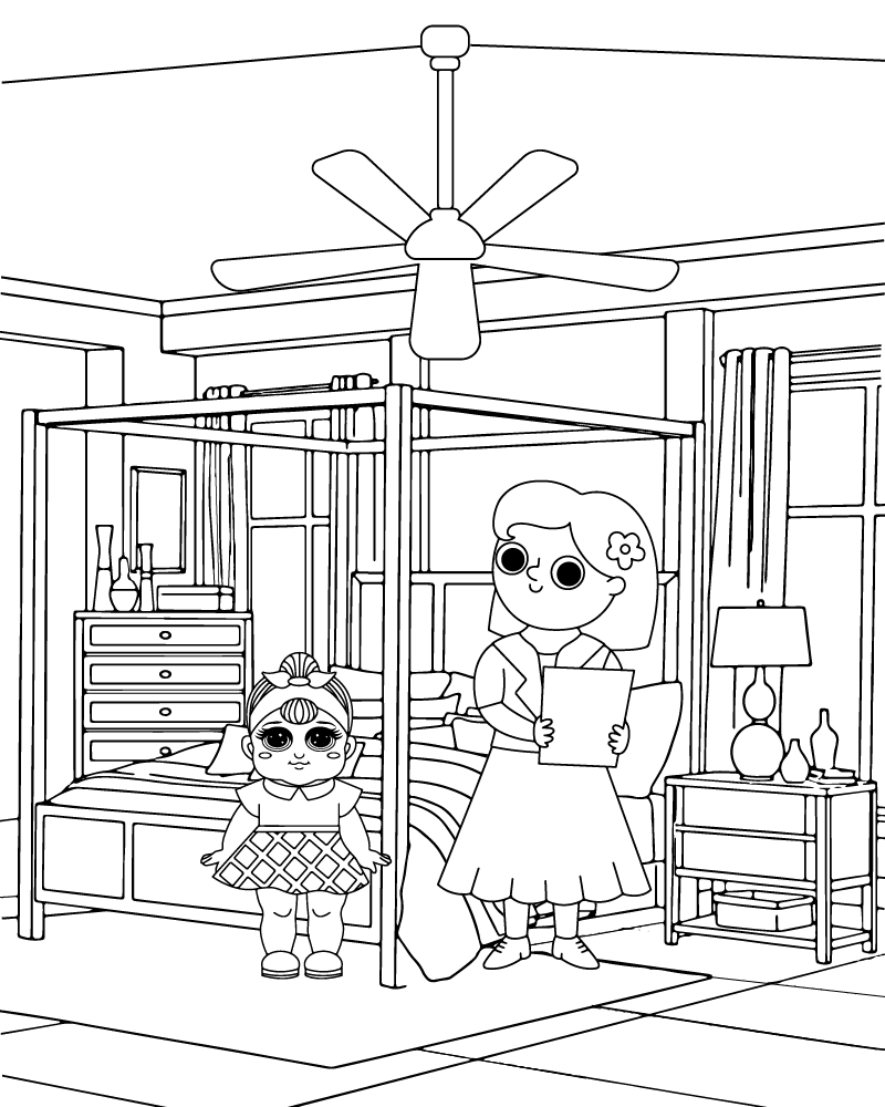 Dibujo de Cozy Childs Room Coloring Pagepng para Colorear