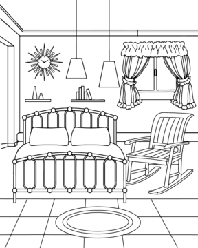 Dibujo de Cozy Room With Simple Design Coloring Pagepng para Colorear
