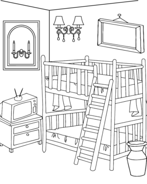 Dibujo de Double Bed Room Coloring Pagepng para Colorear